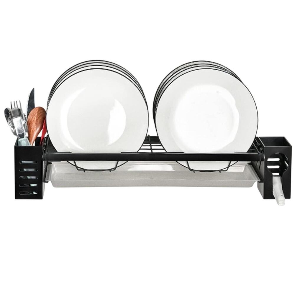 BRAND NEW ~ Black Dish & Utensils Silverware Wall Mounted Sink Drainer & Tray
